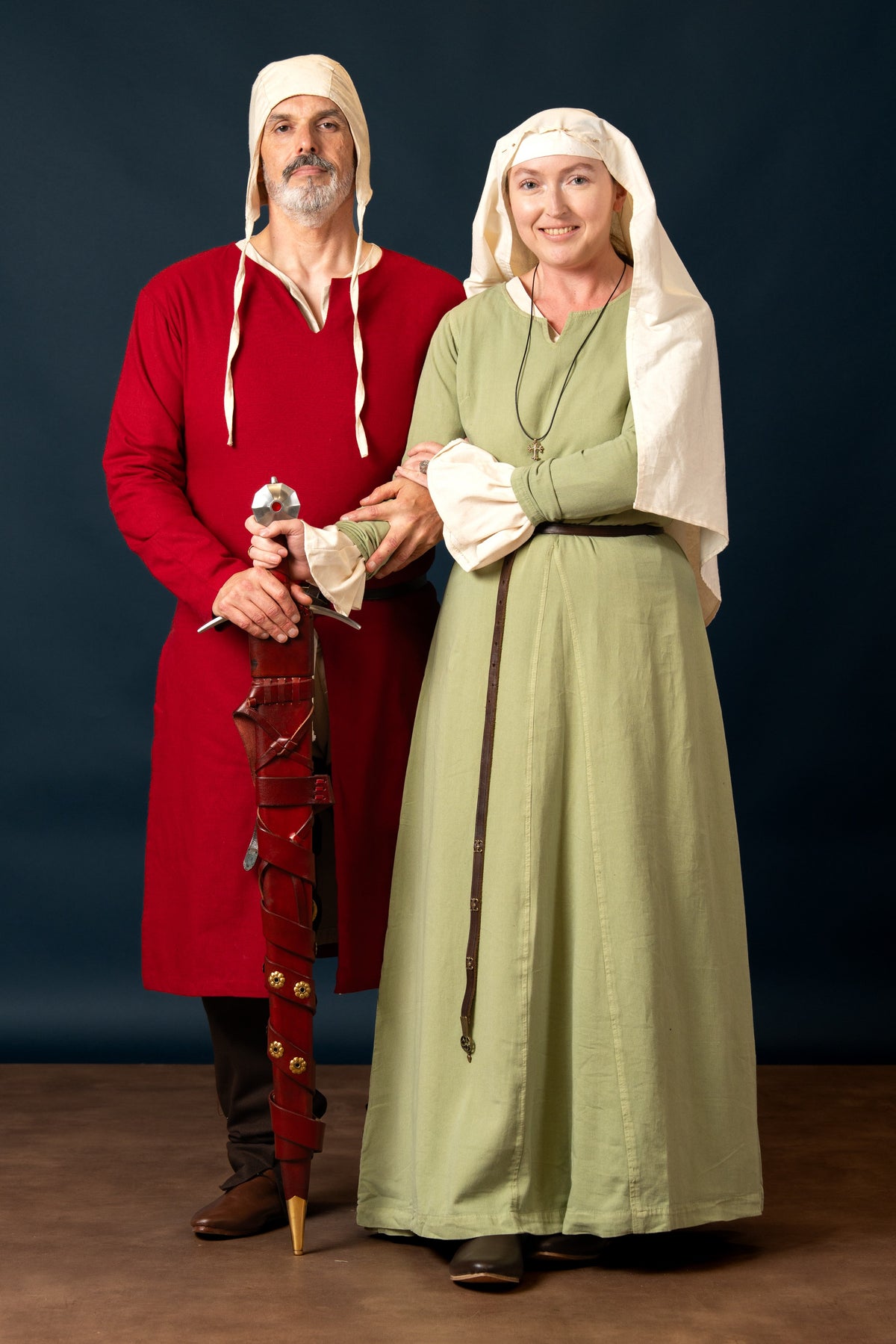 riding tunic, cotton-linen mix, red
