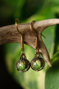 Earrings Gotland Rock Crystal, 1 cm, Bronze