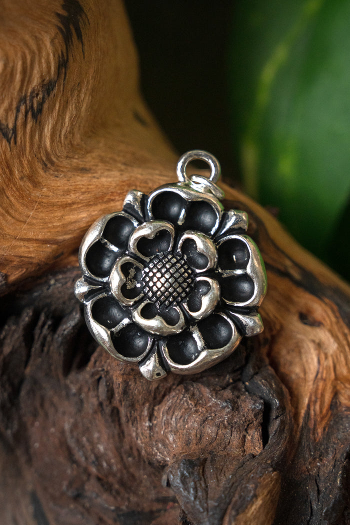 Tudor rose amulet, silvered bronze