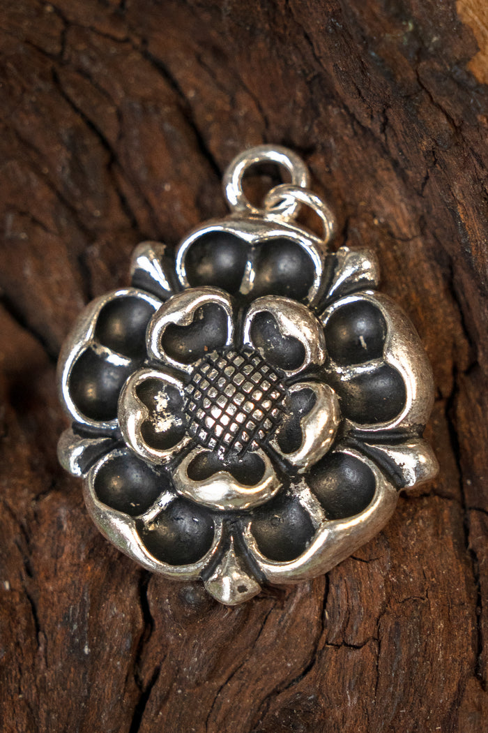 Tudor rose amulet, silvered bronze