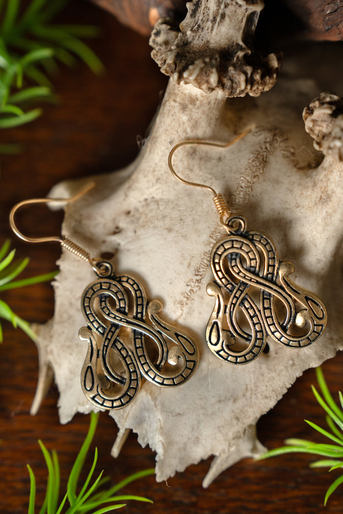 Viking earrings Midgard snake, bronze