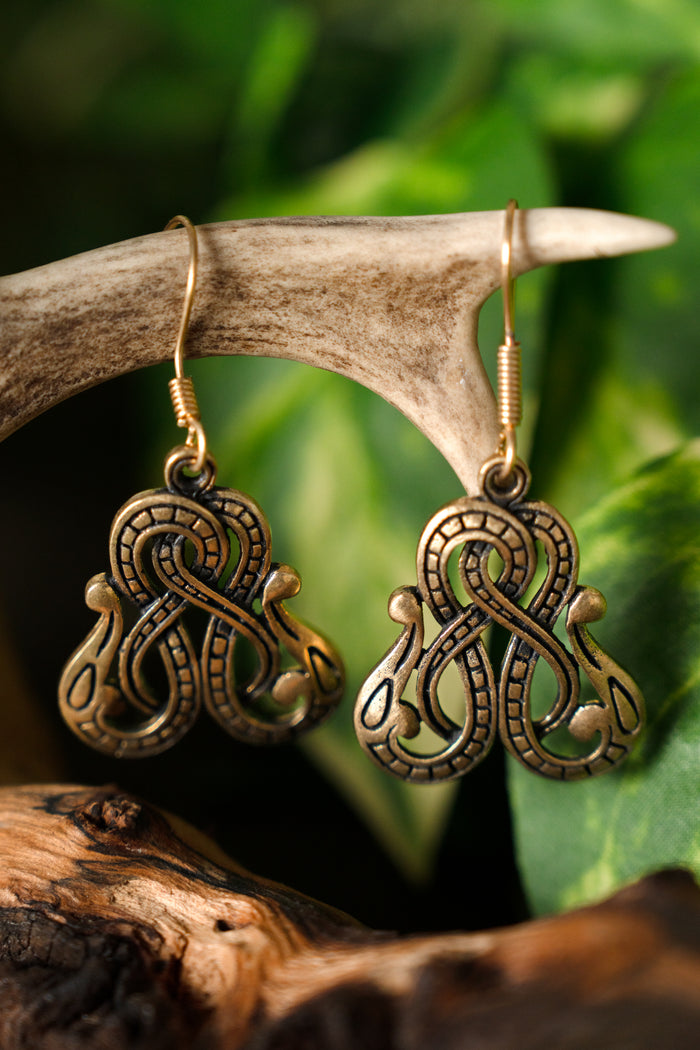 Viking earrings Midgard snake, bronze