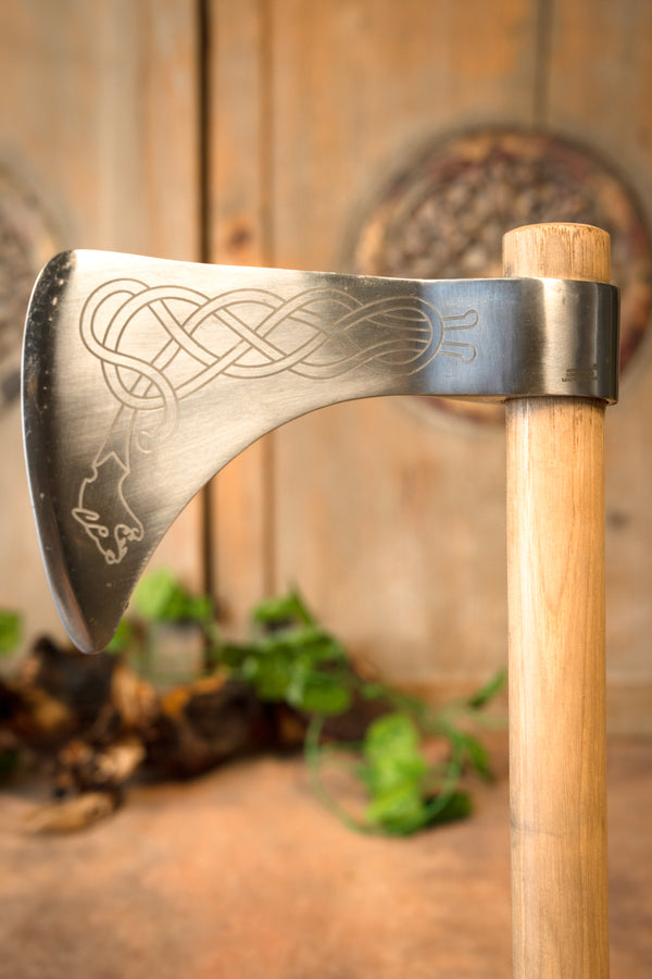 Viking axe, skeggox, engraved, type C, semi-sharp