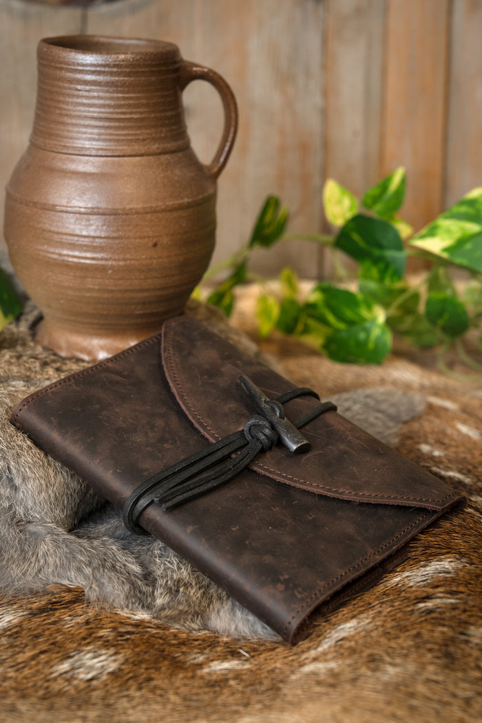 Notebook with leather cover, brown, M