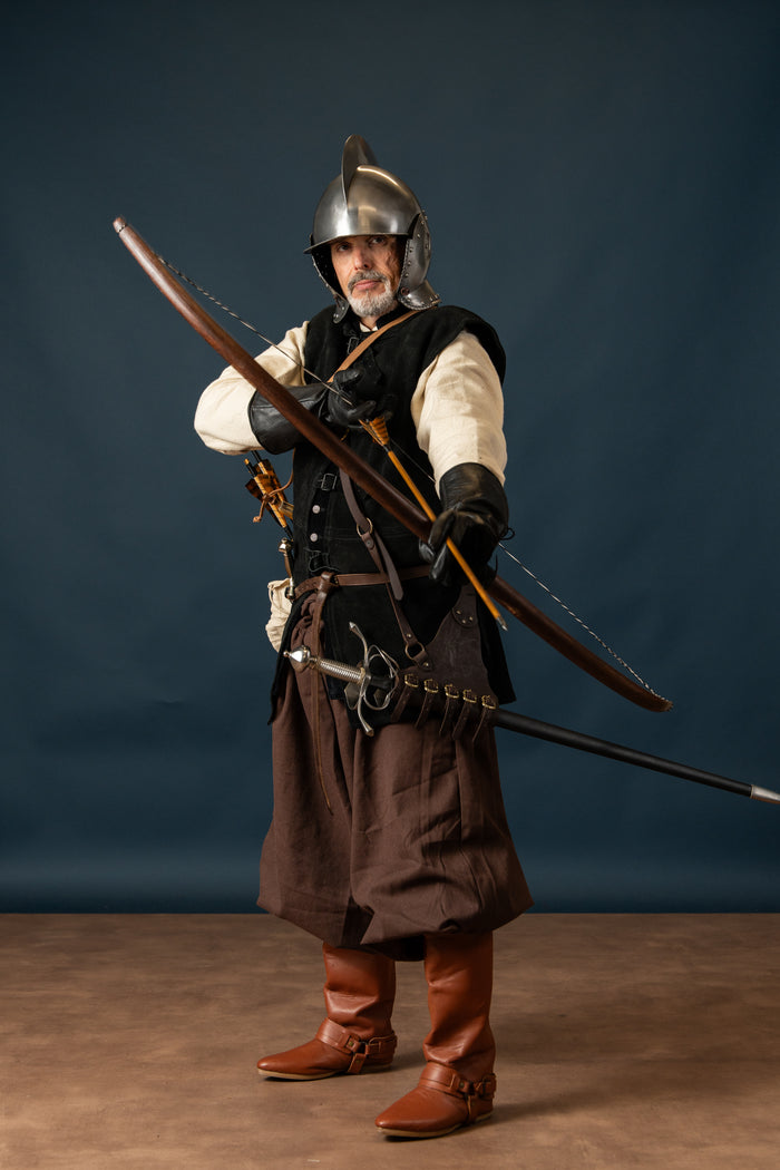 Marksman bow re-enactment / LARP, 58" (147 cm) dark brown, 25 lbs