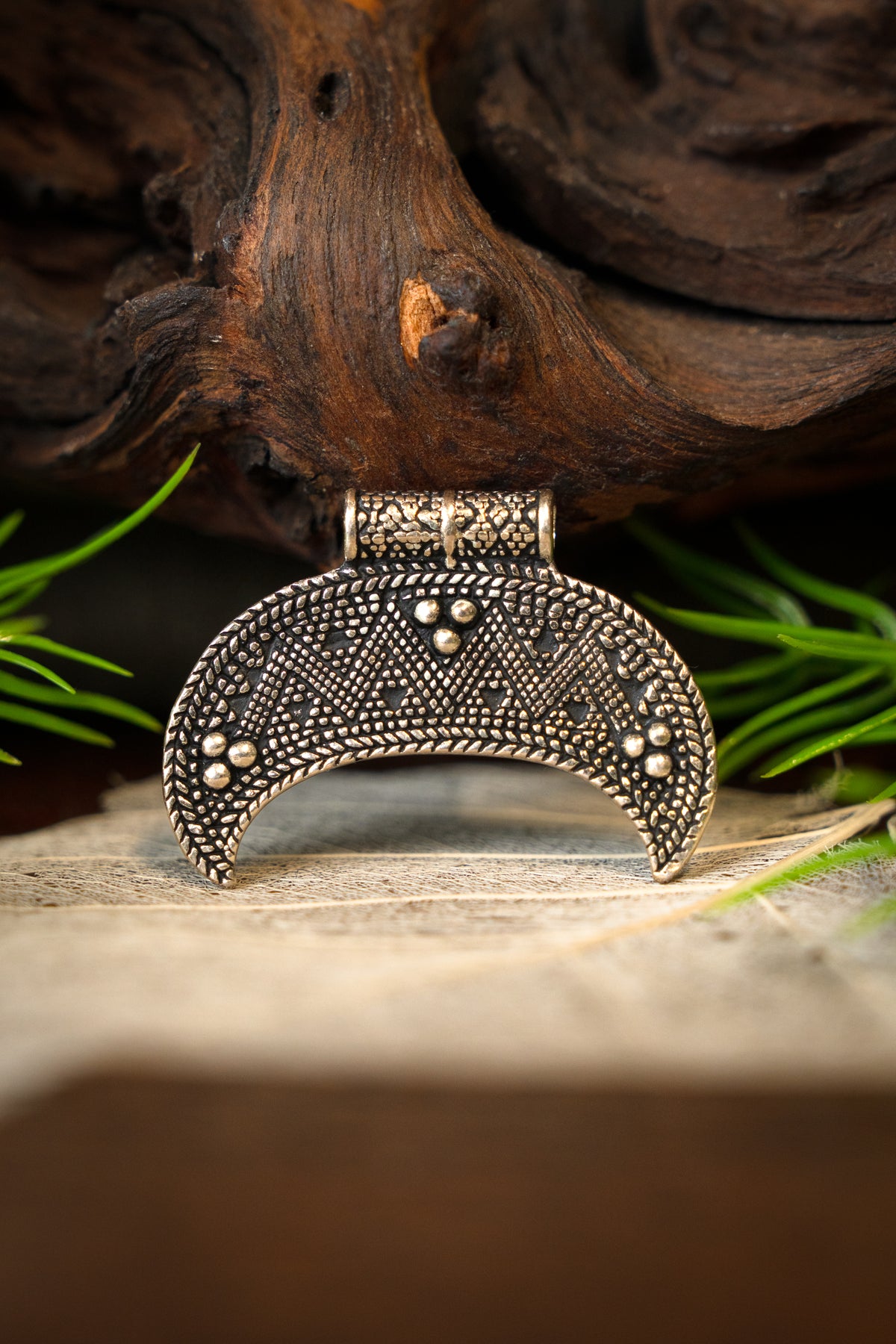 Slavic Lunula amulet Birka, small, silvered bronze
