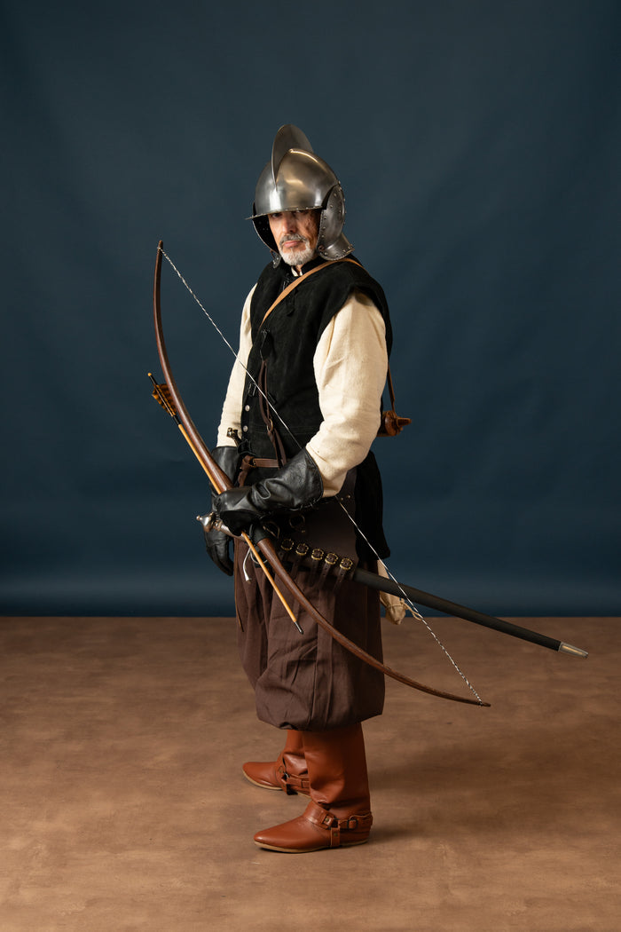 Marksman bow re-enactment / LARP, 58" (147 cm) dark brown, 25 lbs