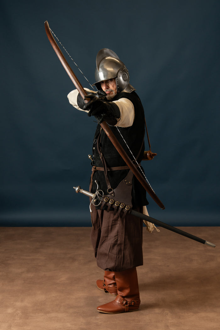 Marksman bow re-enactment / LARP, 58" (147 cm) dark brown, 25 lbs