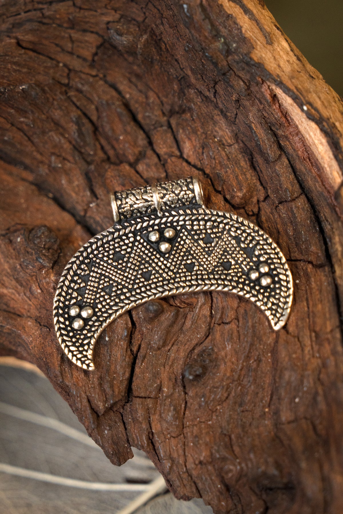 Slavic Lunula amulet Birka, small, silvered bronze