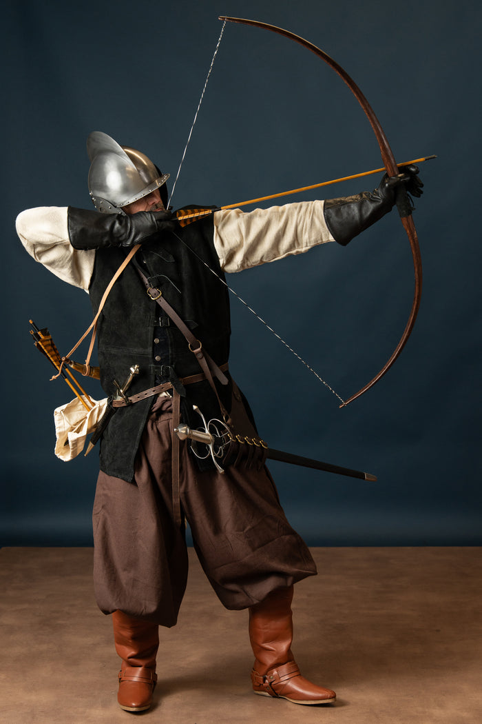 Marksman bow re-enactment / LARP, 58" (147 cm) dark brown, 25 lbs