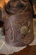 Keltische armband met gespen, bruin, leer