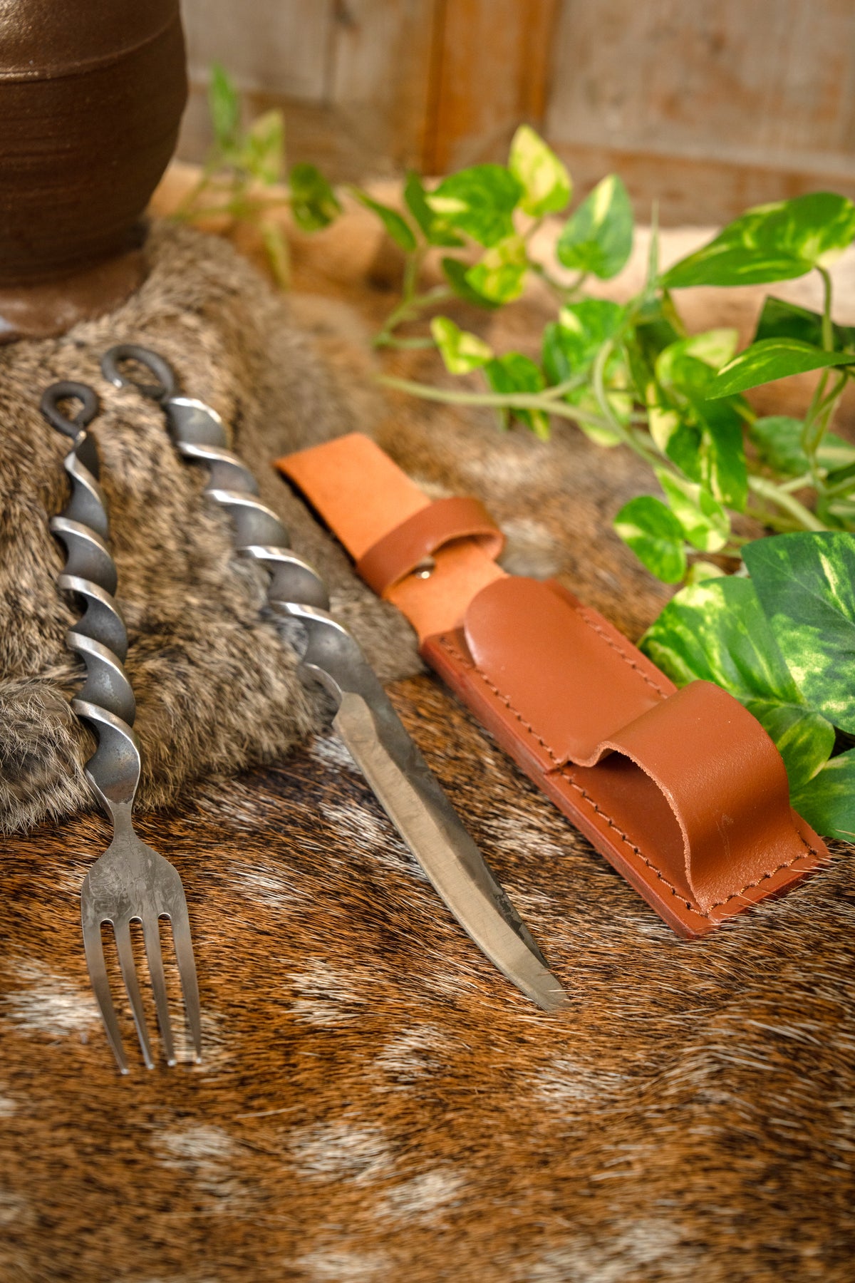 Knife and fork twisted handle, stainless steel
