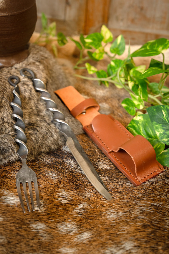 Knife and fork twisted handle, stainless steel