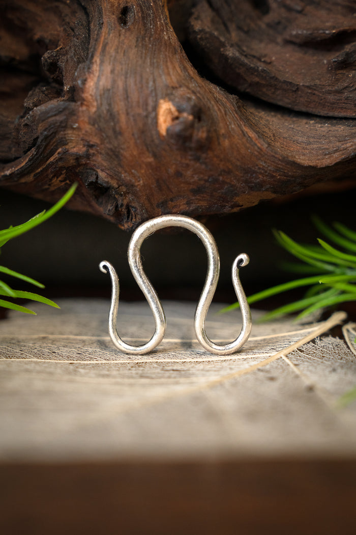 Viking jewellery hook, double, silvered bronze