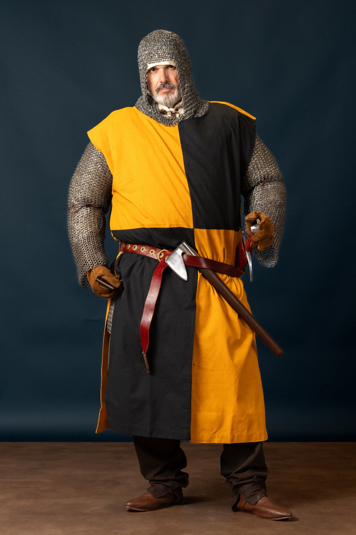 Medieval surcoat Rodrick, orange-black