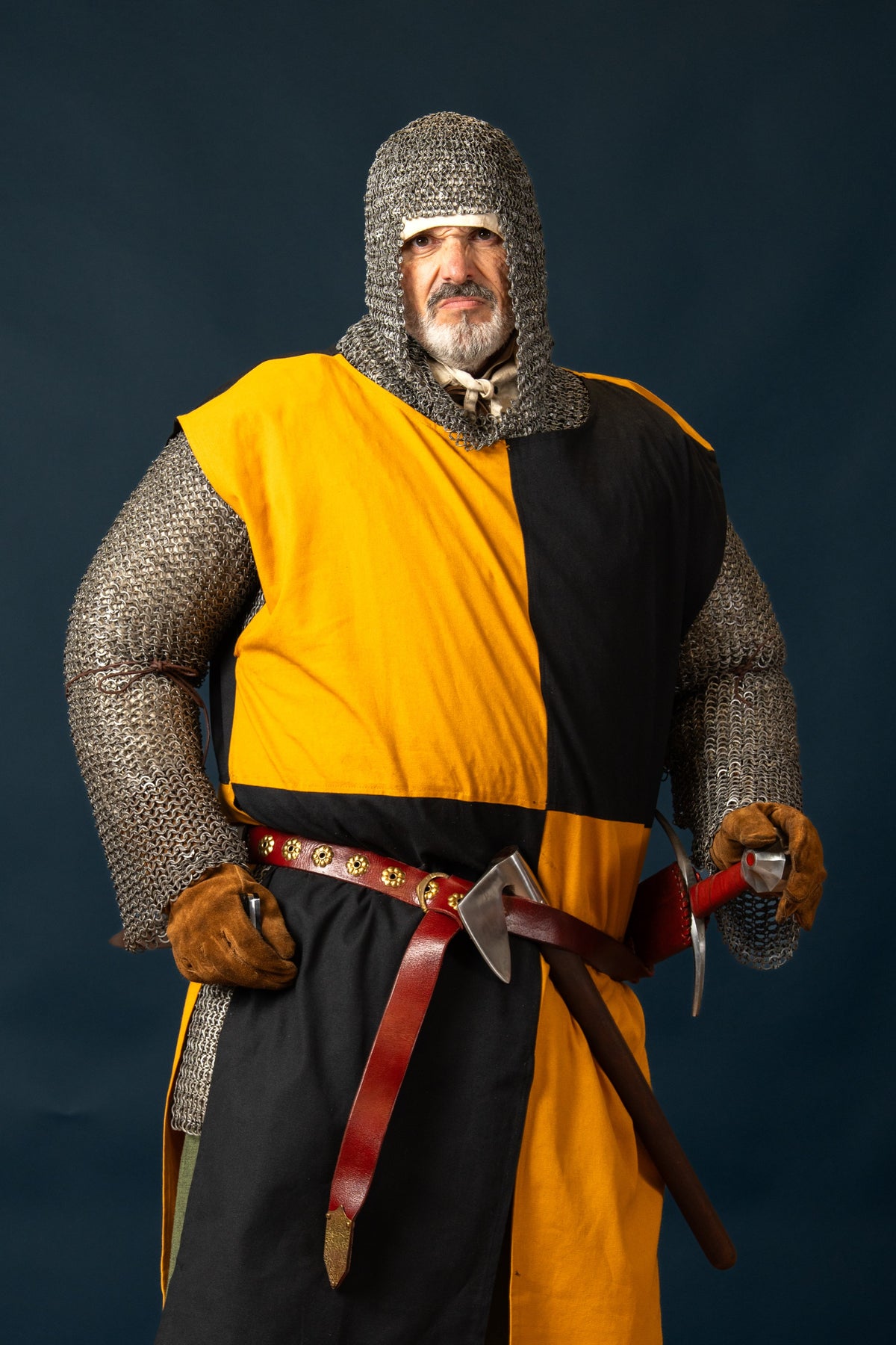 Medieval surcoat Rodrick, orange-black