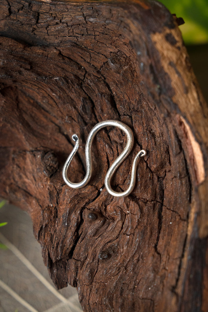 Viking jewellery hook, double, silvered bronze