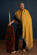 Couverture 100% laine / manteau, chevrons, jaune