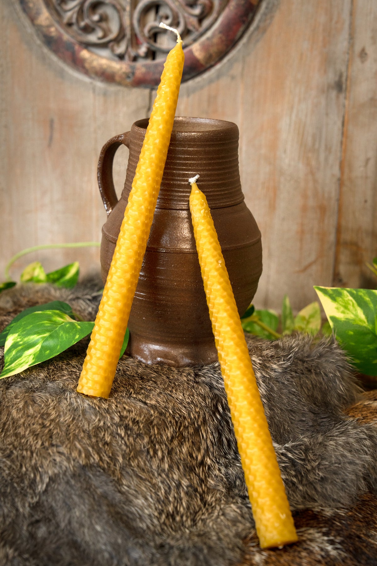Rolled beeswax candle 24 cm, set of 7