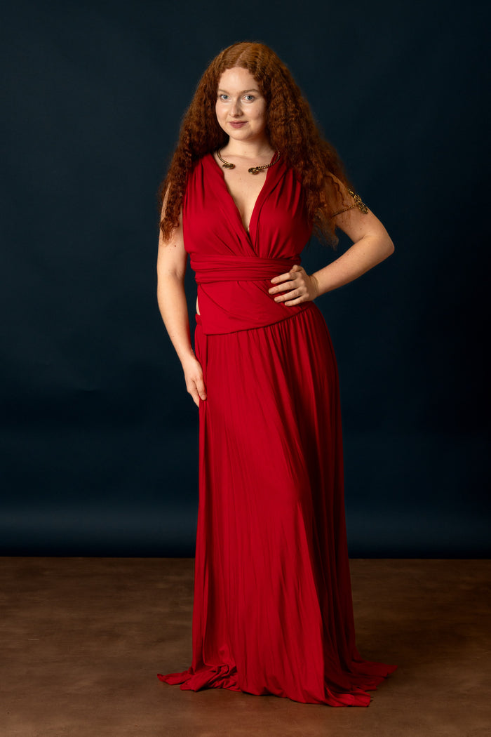Goddess Dress Aphrodite, coral red