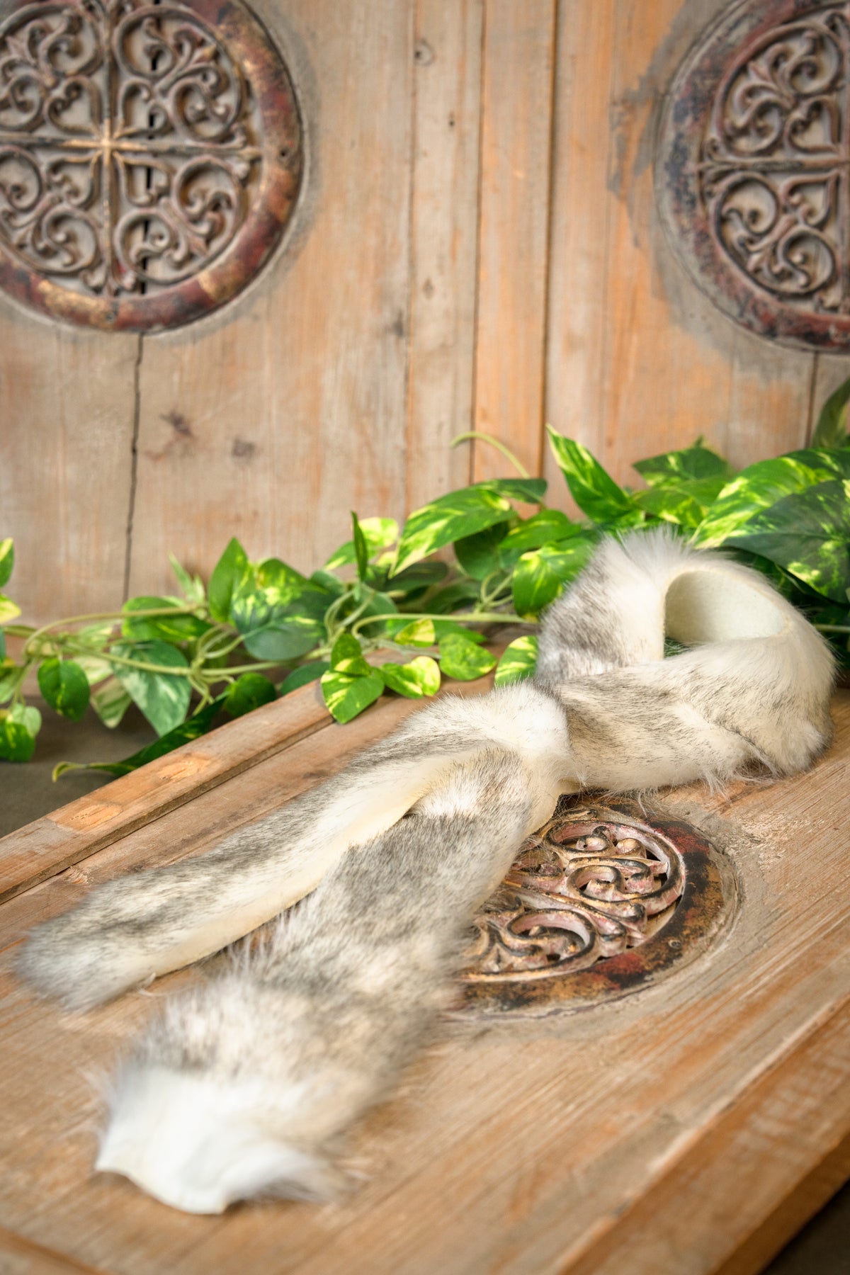 Artificial fur trim for clothing, 1 metre, cream