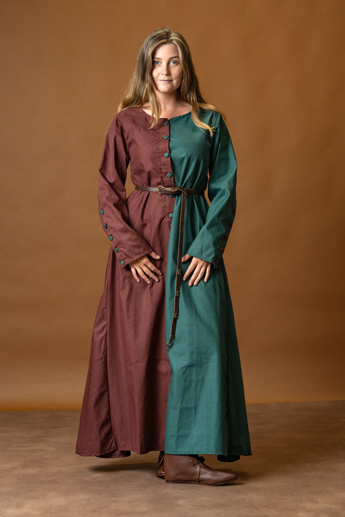 Medieval cotehardie Helena, red-green