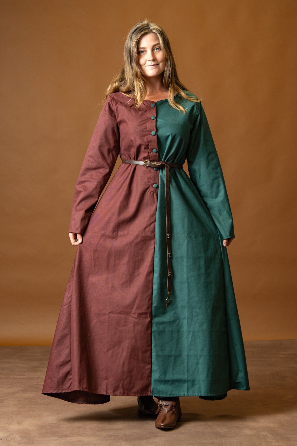 Medieval cotehardie Helena, red-green