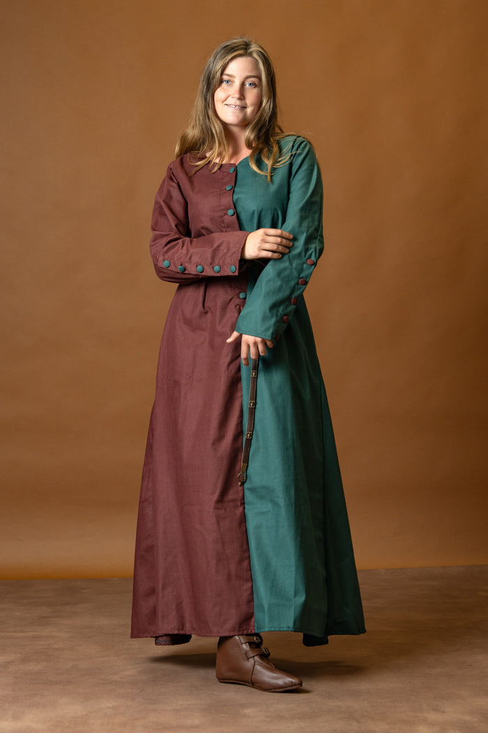 Medieval cotehardie Helena, red-green