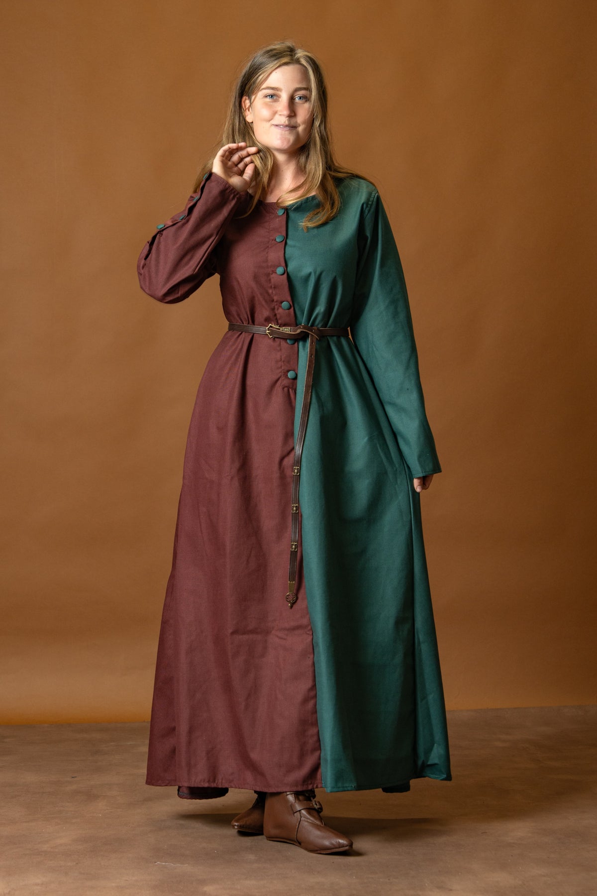 Medieval cotehardie Helena, red-green