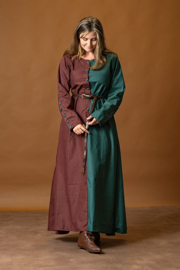 Medieval cotehardie Helena, red-green