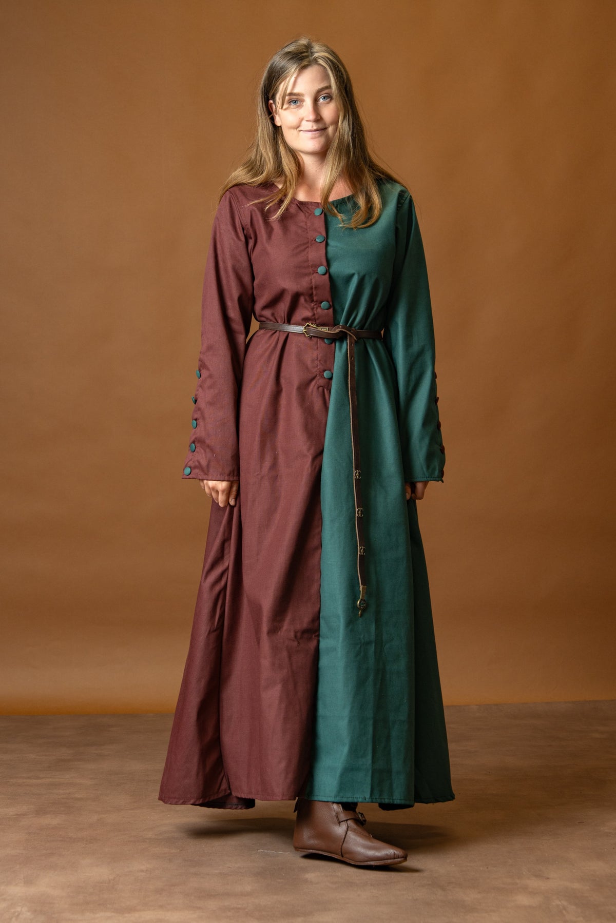 Medieval cotehardie Helena, red-green
