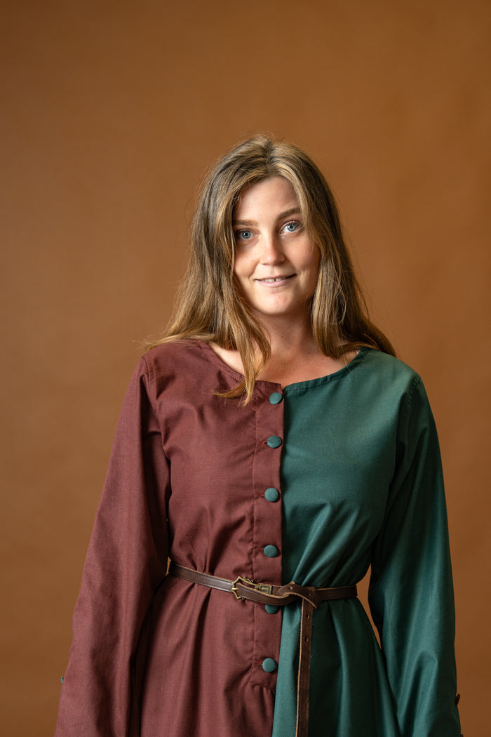 Medieval cotehardie Helena, red-green