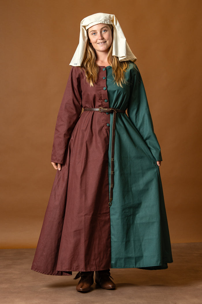 Medieval cotehardie Helena, red-green