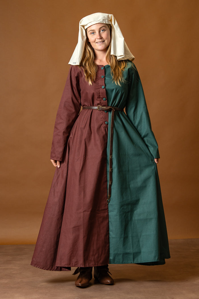 Medieval cotehardie Helena, red-green