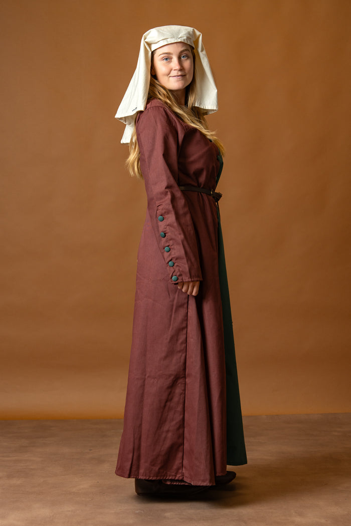 Medieval cotehardie Helena, red-green