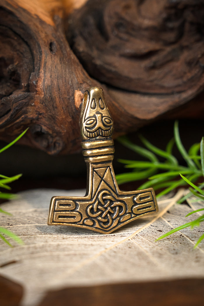 Thor's hammer with eagle head, bronze