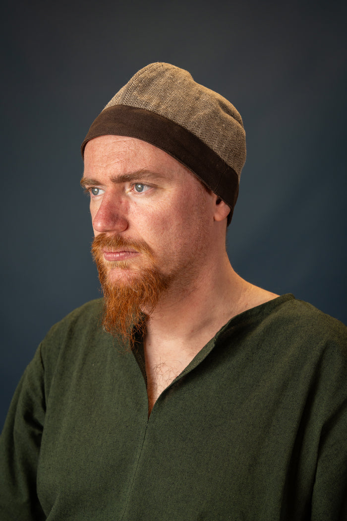 Birka hat herringbone motif, brown