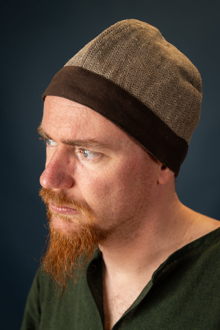 Birka hat herringbone motif, brown