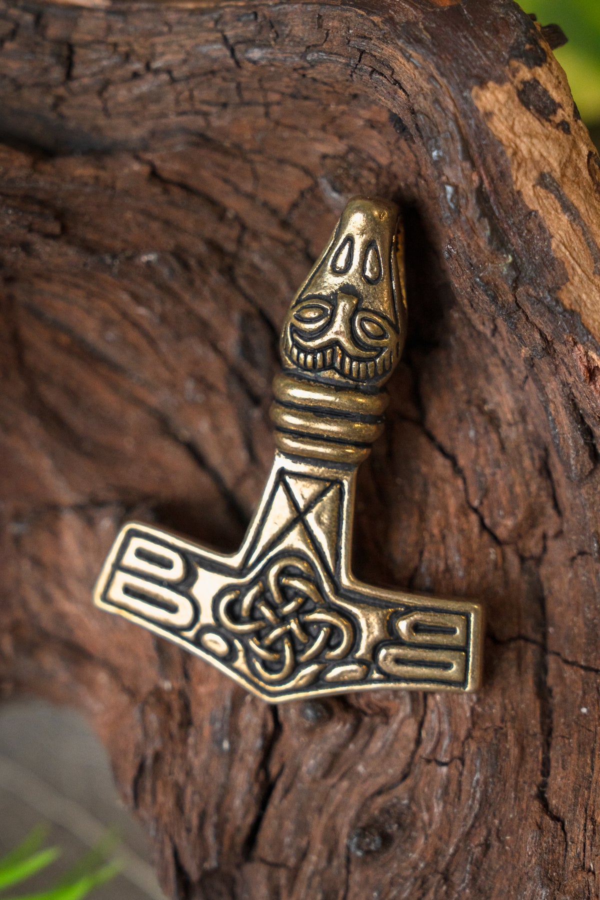 Thor's hammer with eagle head, bronze