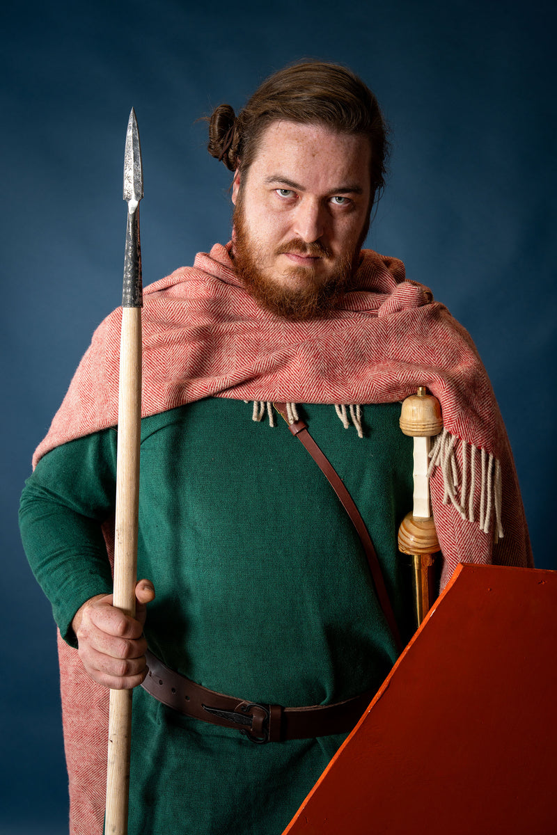 100 % uldtæppe/kappe, sildebensvævning, rustfarvet