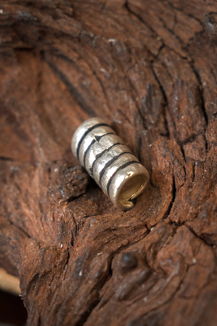 Viking hair / beard bead, silvered bronze