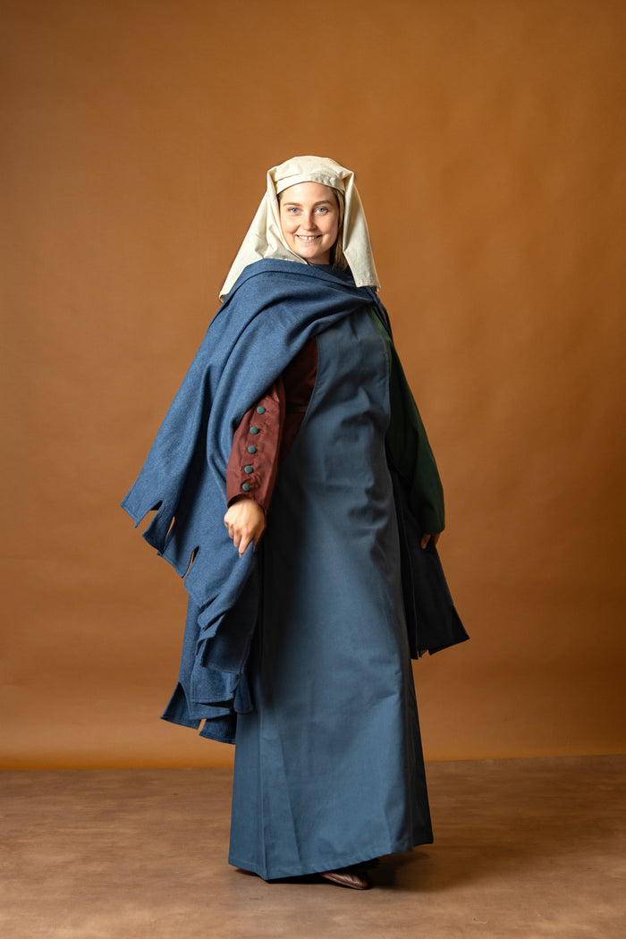 14th century cloak Bockstenman, heuke, wool, blue