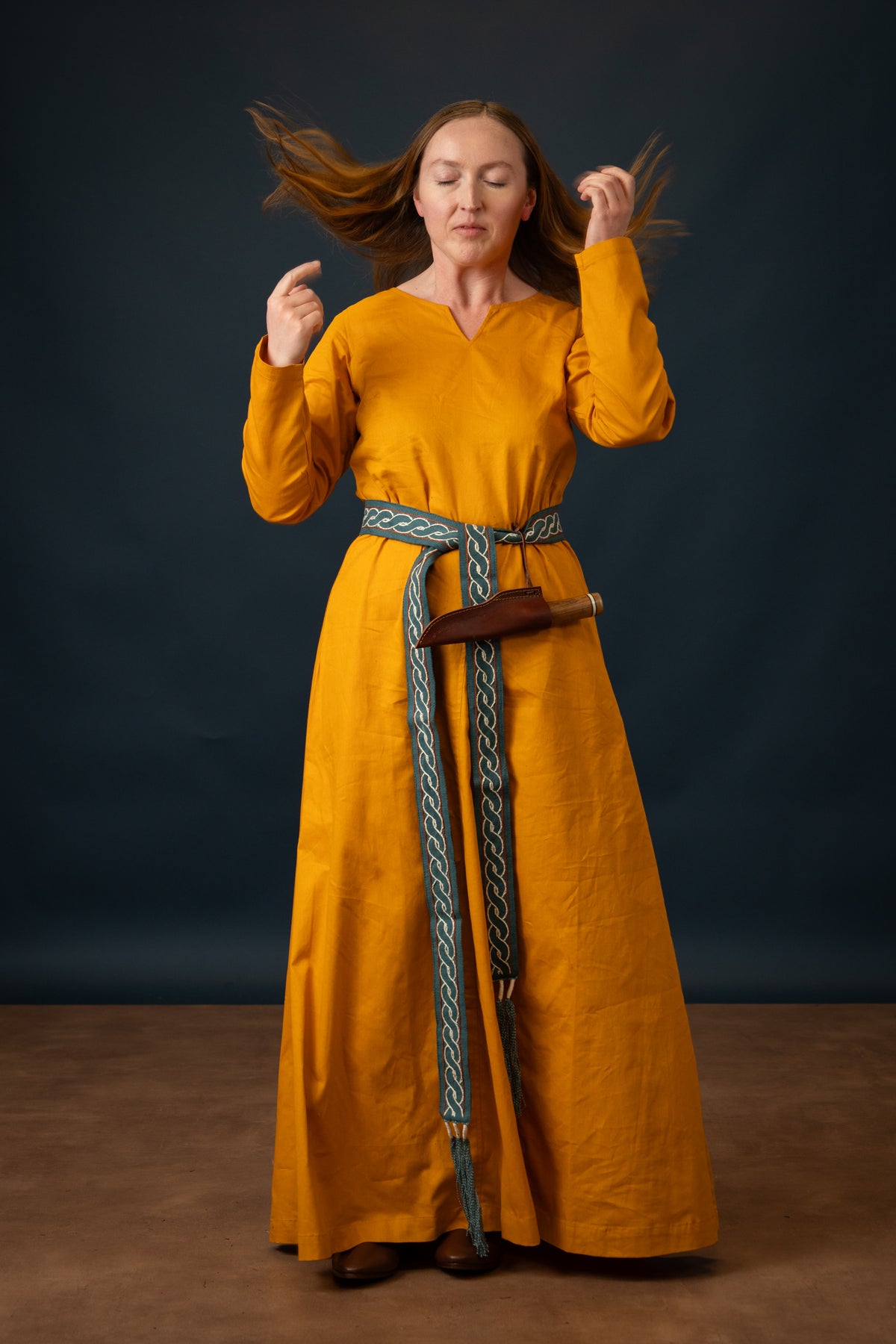 Viking dress Milla, yellow