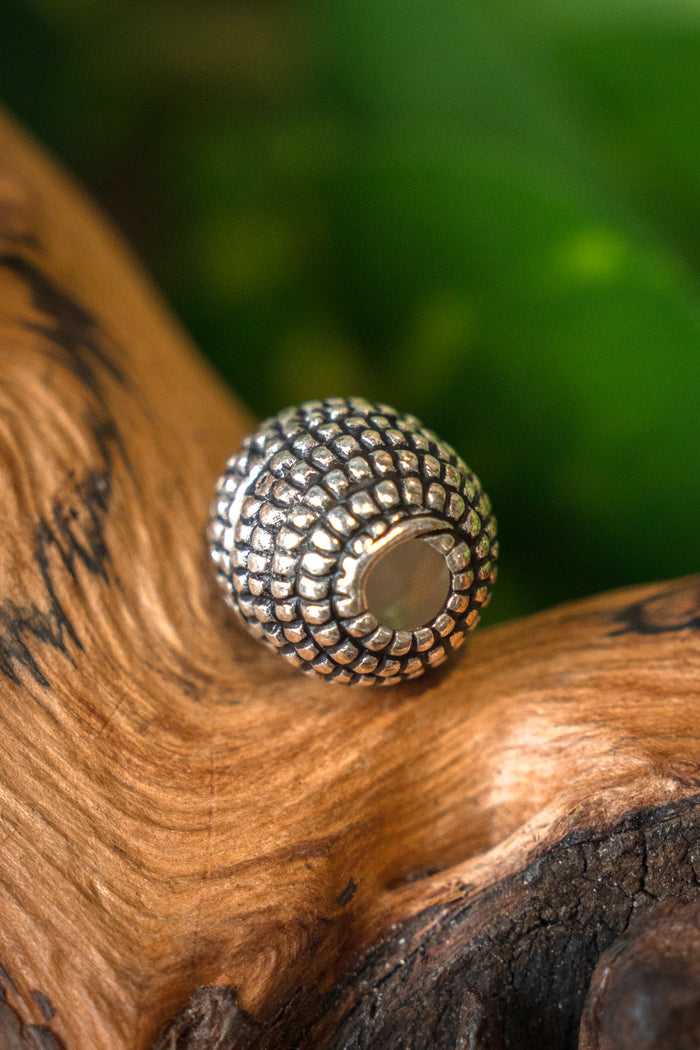 Viking beard bead Rusvik, silvered bronze