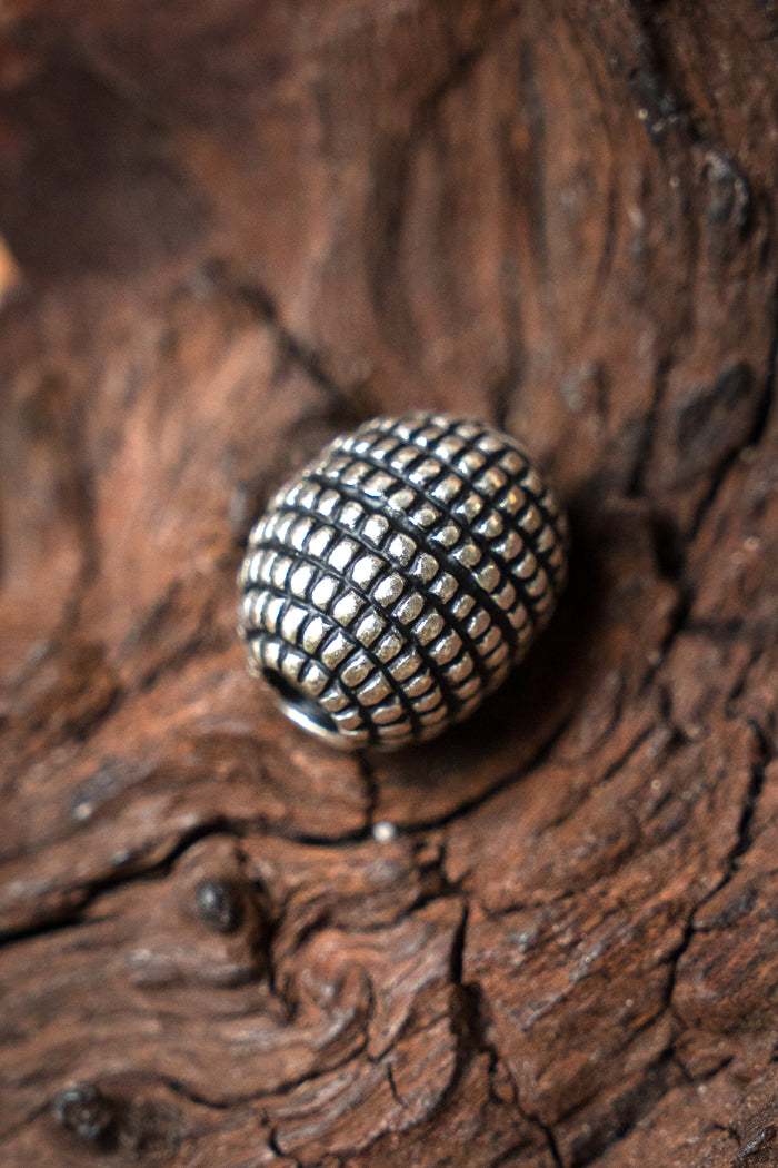 Viking beard bead Rusvik, silvered bronze