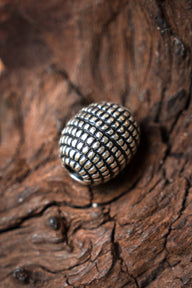 Viking beard bead Rusvik, silvered bronze