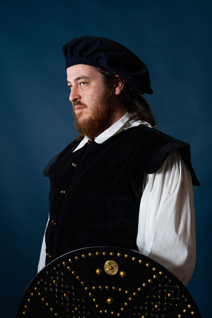 Beret Stefan, wool blend, blue