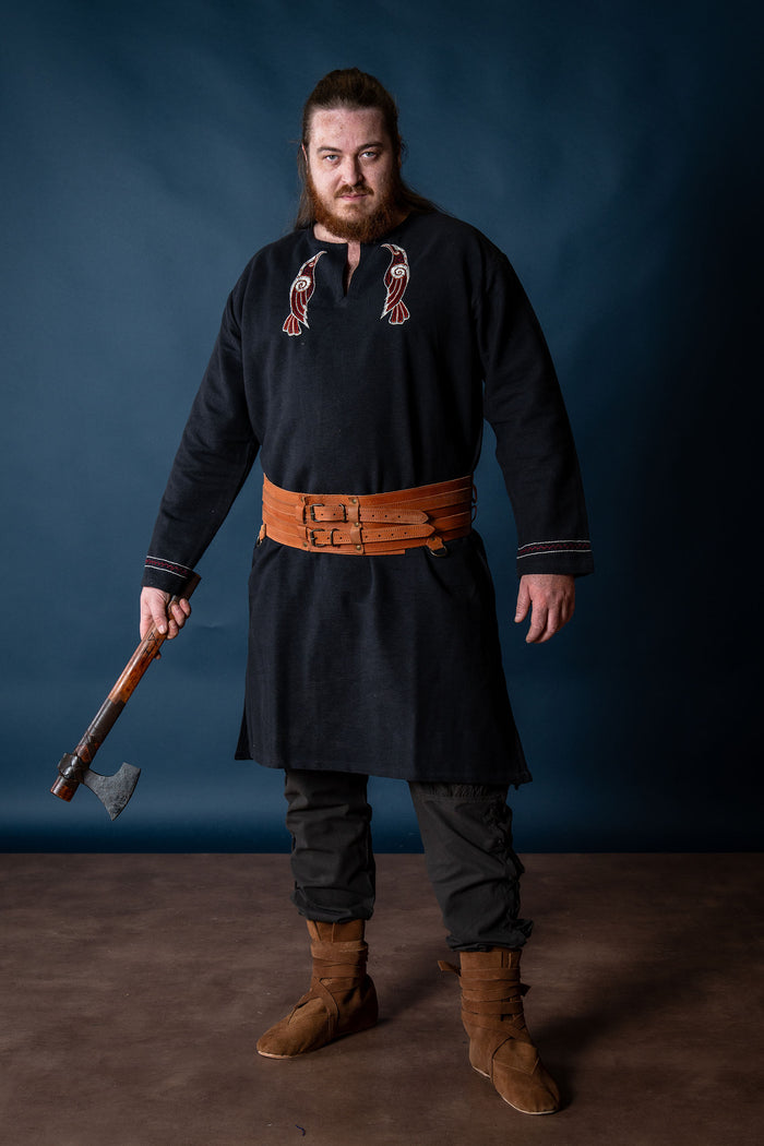 Viking tunic Hugin & Munin, black