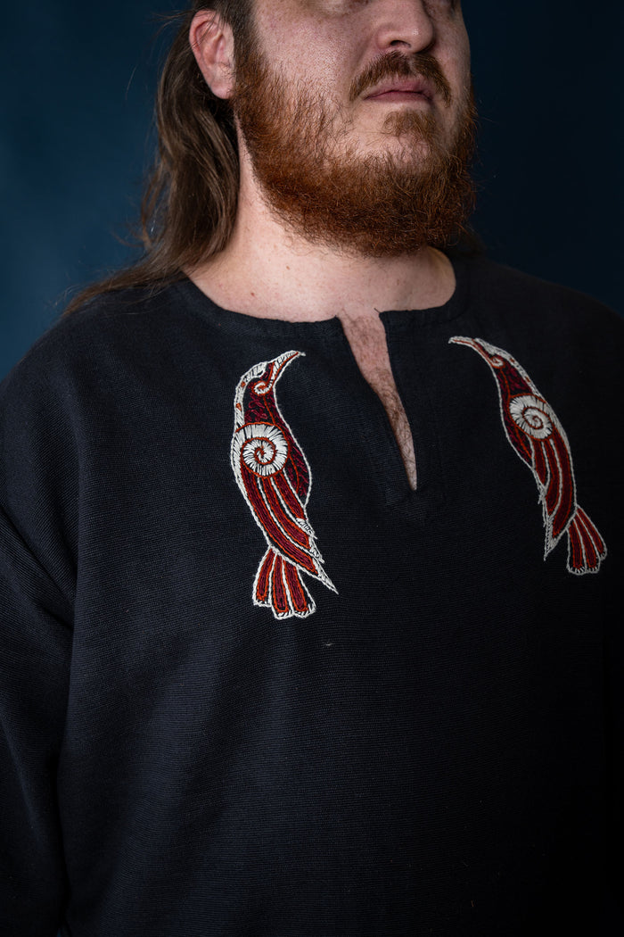 Viking tunic Hugin & Munin, black