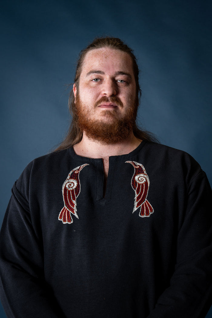 Viking tunic Hugin & Munin, black